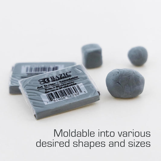BAZIC Kneaded Eraser, Gray, 1 Count, Erasers for Drawing, Artist Eraser, Kneadable Eraser Putty Eraser Drawing Eraser, for Correcting and Brighten Sketches Art